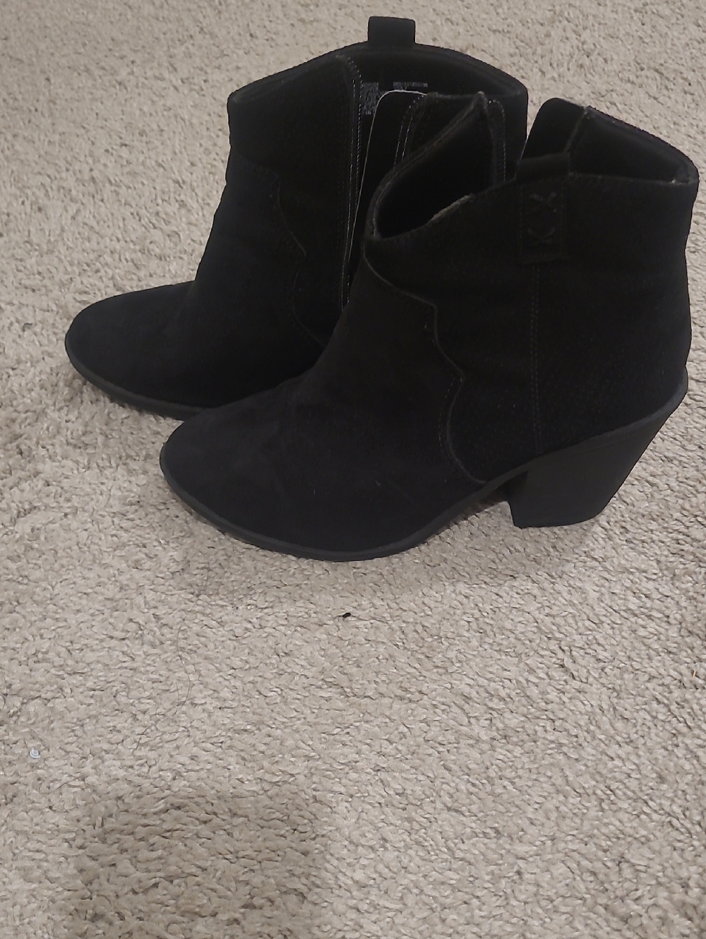 Women's Black Suede Ankle Booties - Stylish Block Heel